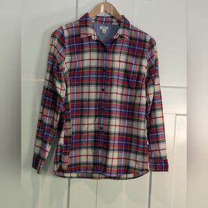LL Bean Woman's Plaid Button Up Flannel Shirt Size M